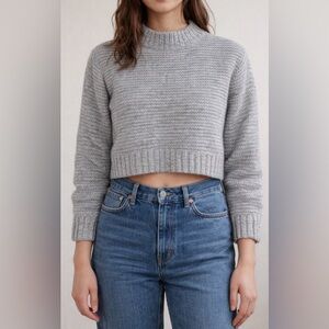 Roots Gray cropped Cowl Neck Sweater